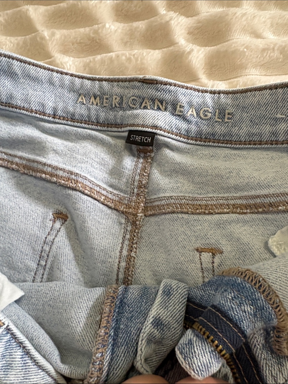 American Eagle Outfitters Light Wash Distressed Jean Shorts - Picture 3 of 4